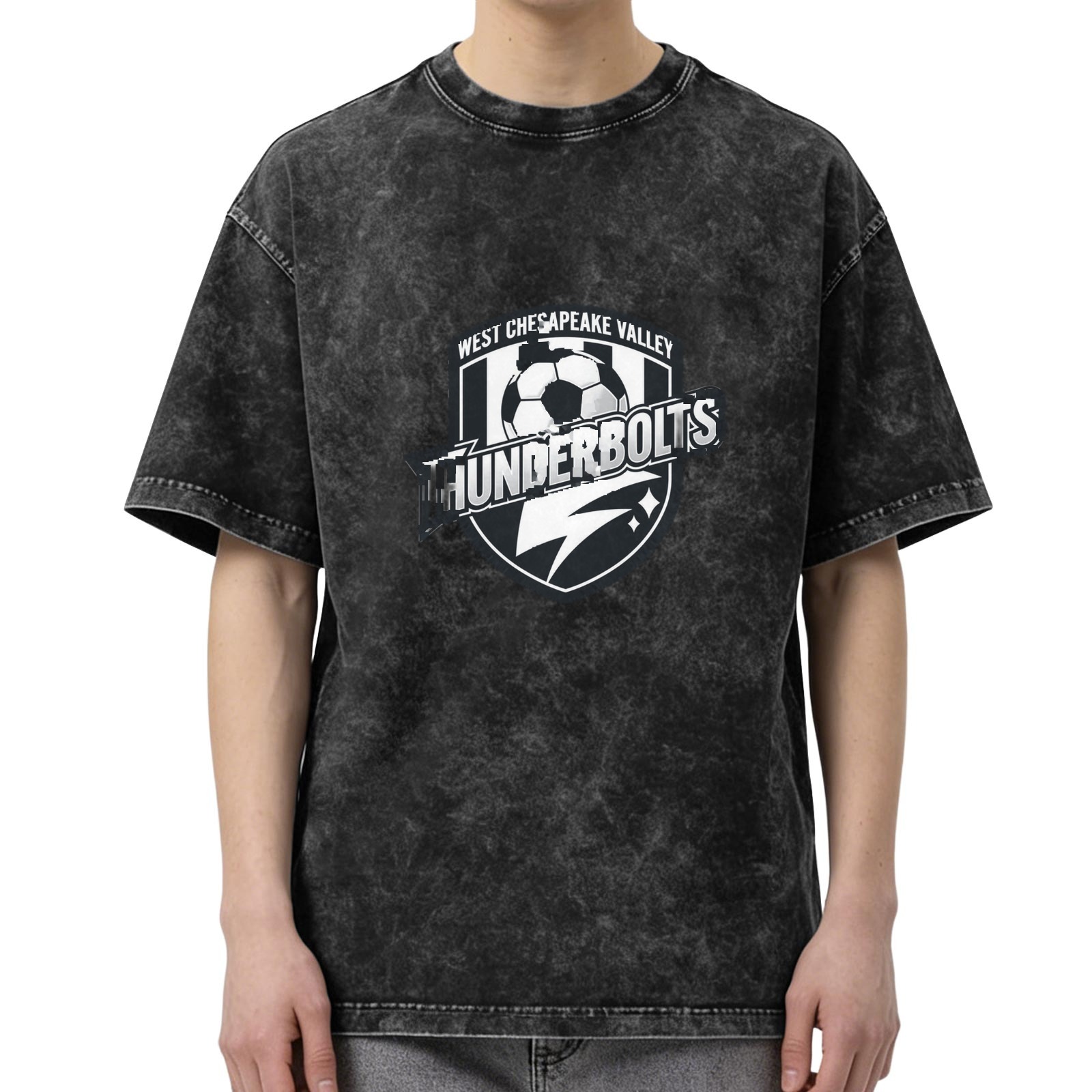 West Chesapeake Valley Thunderbolts Soccer Logo Acid Wash T-Shirt