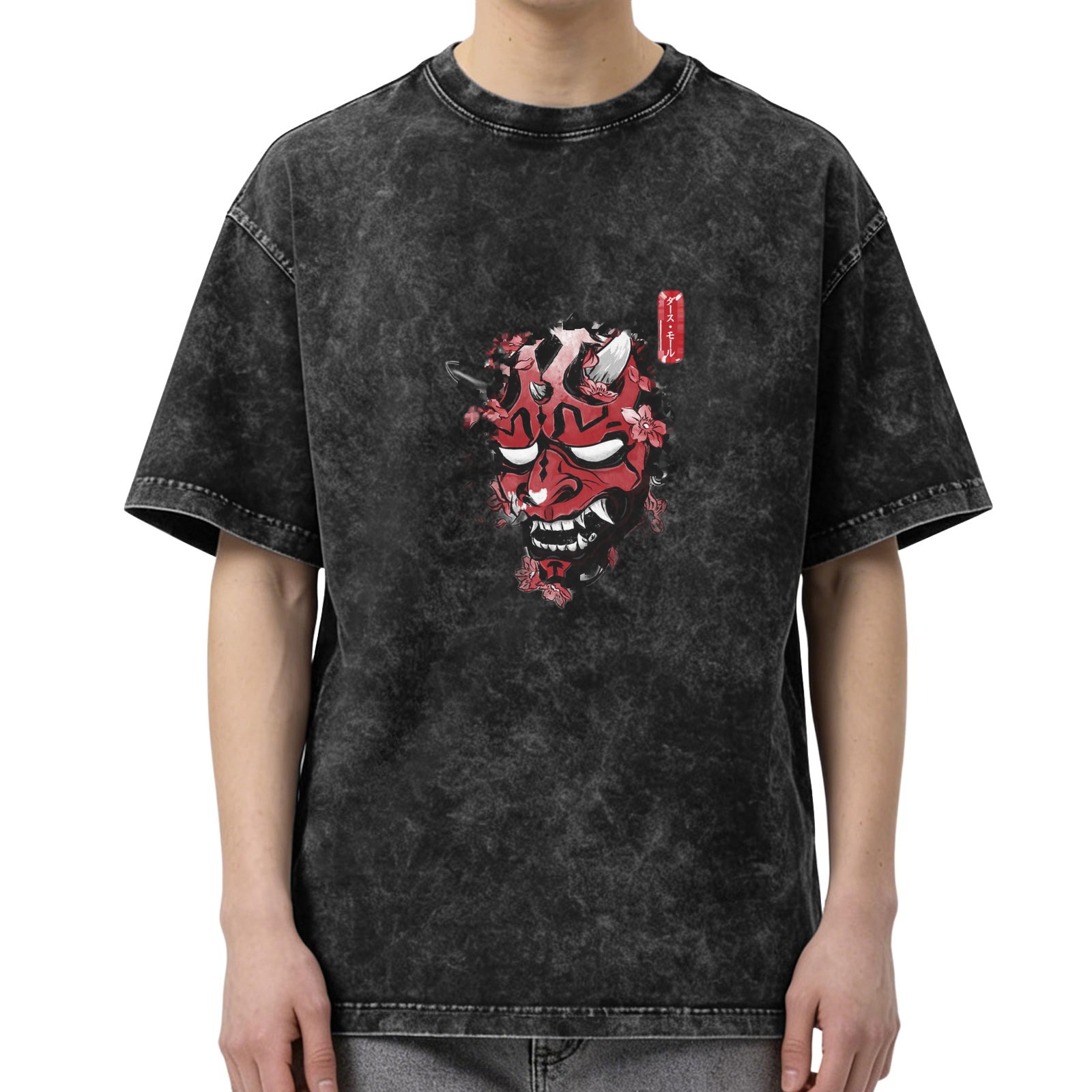 Vintage Wash Japanese Oni Mask Graphic T-Shirt