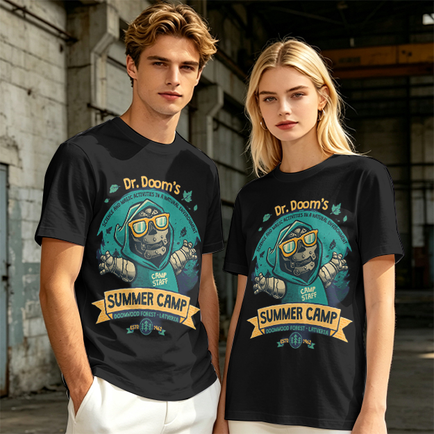 Dr. Doom's Summer Camp Themed Graphic T-Shirt