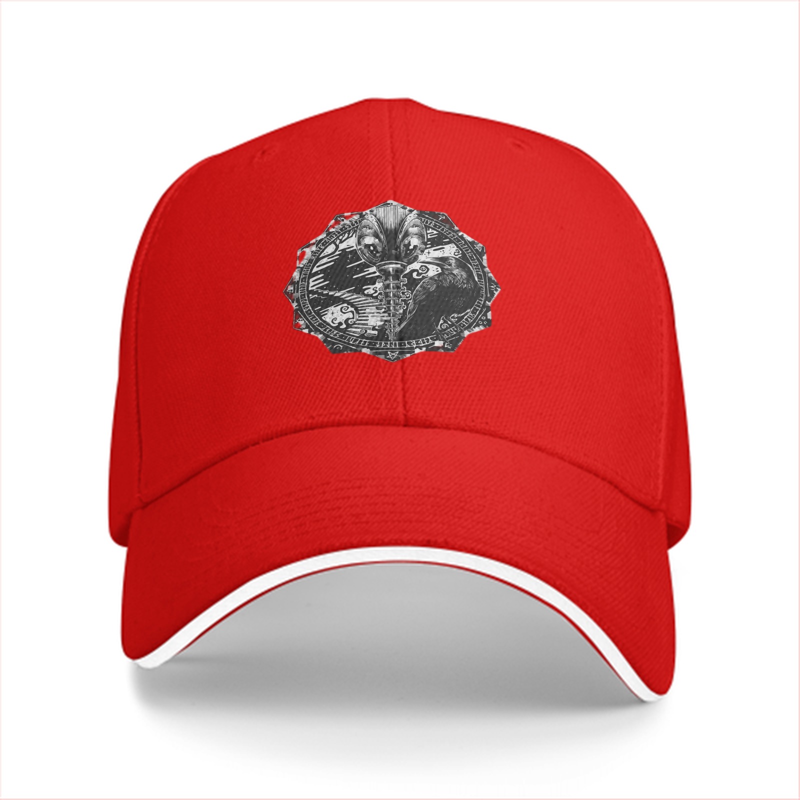 Black Baseball Cap With Alien Emblem Graphic Design