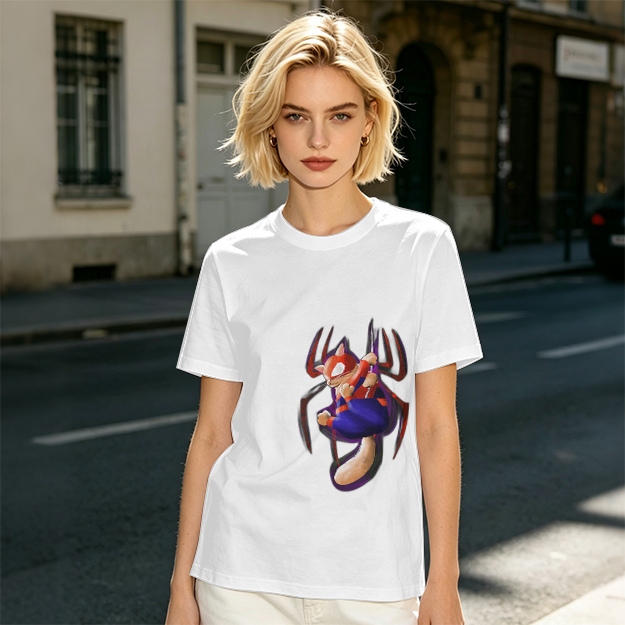 Olive T-Shirt With Spider Cat Superhero Graphic Print