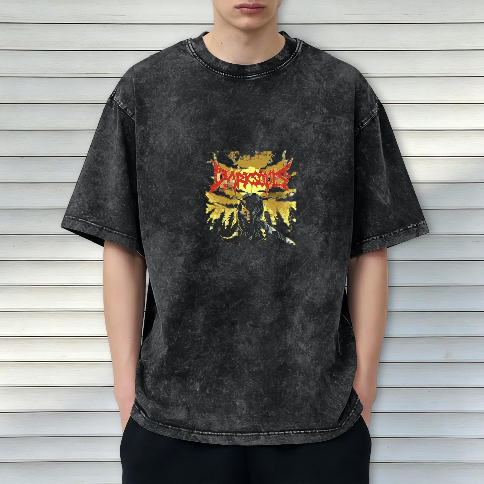 Dark Souls Acid Wash Graphic T-Shirt
