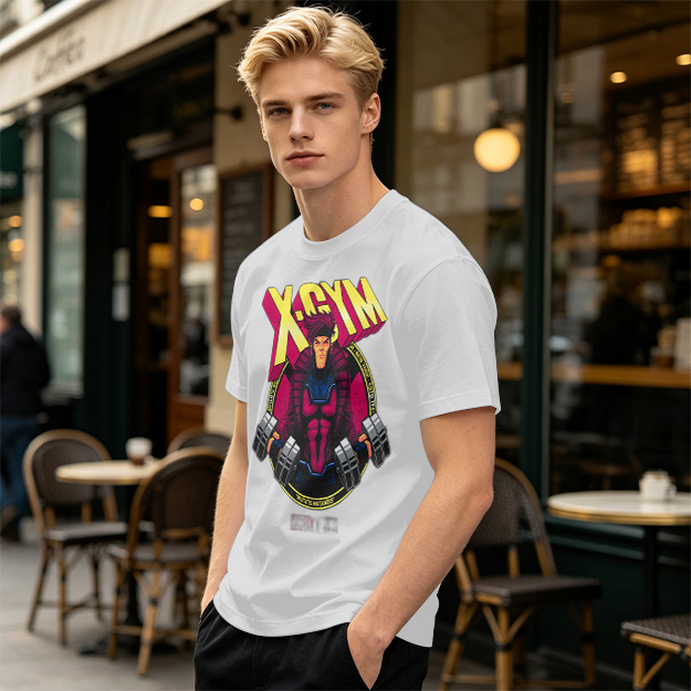 X-GYM Superhero Graphic Tee for Fitness Enthusiasts