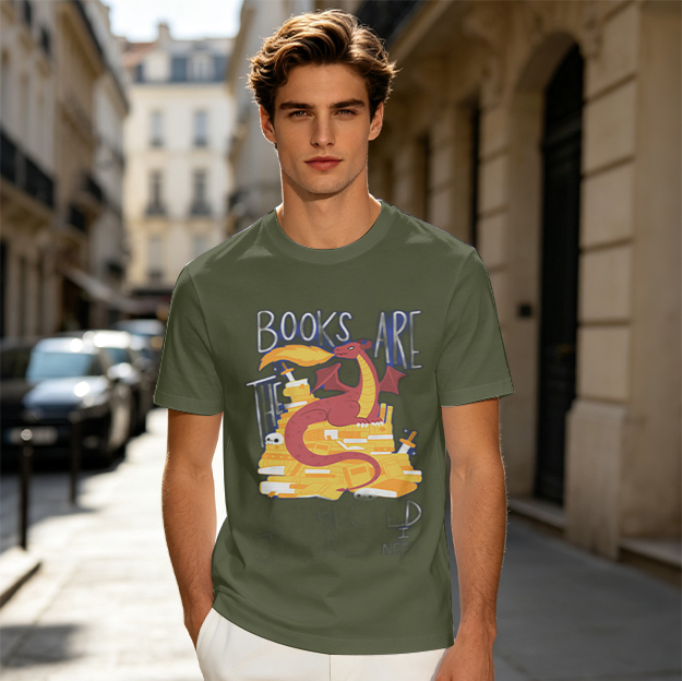 Books Are The Dragon's Treasure T-Shirt For Book Lovers