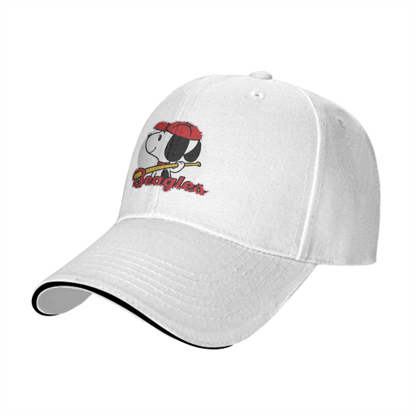 Black baseball cap with Snoopy Beagles baseball graphic