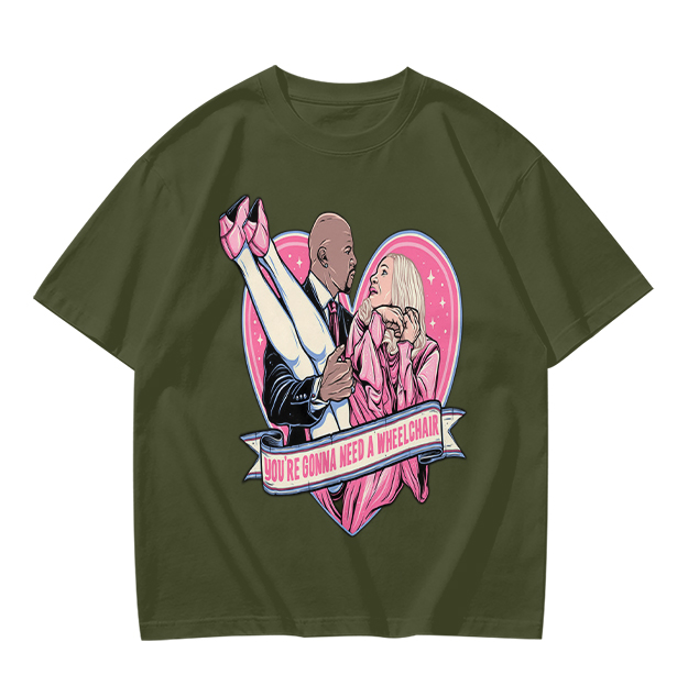 Olive Graphic T-Shirt With Funny Heart Print And Text