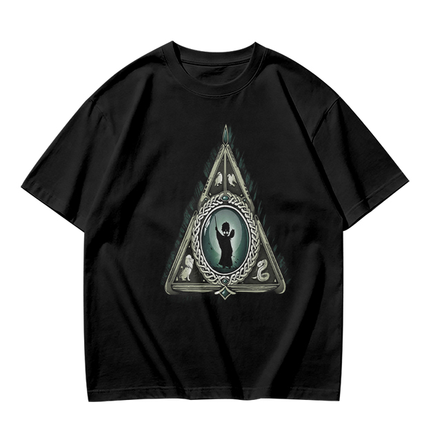 Olive T-shirt with Harry Potter Deathly Hallows Silhouette Print