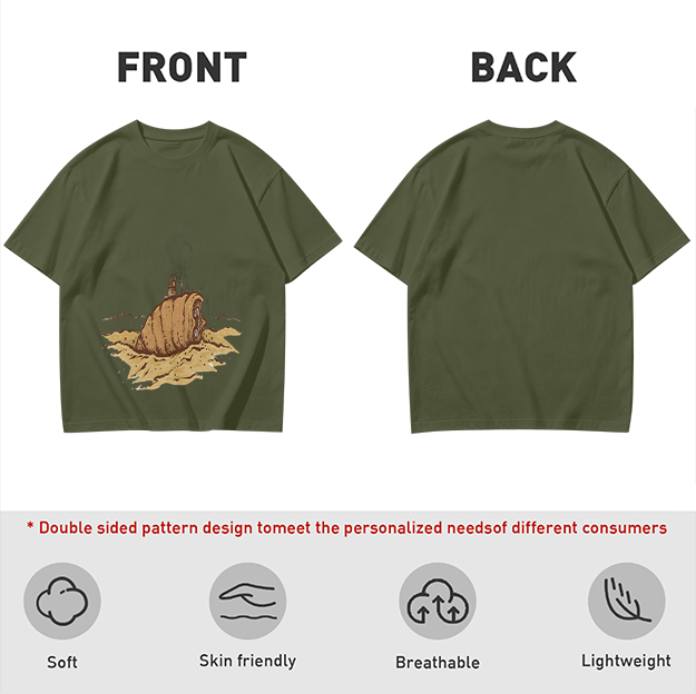 Olive Green T-Shirt With Sandworm Desert Print