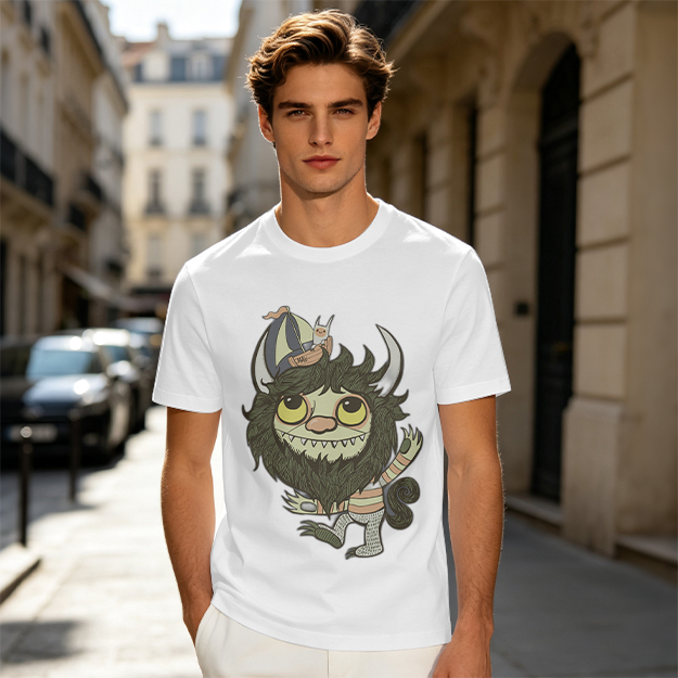 Olive T-Shirt With Where the Wild Things Art Print