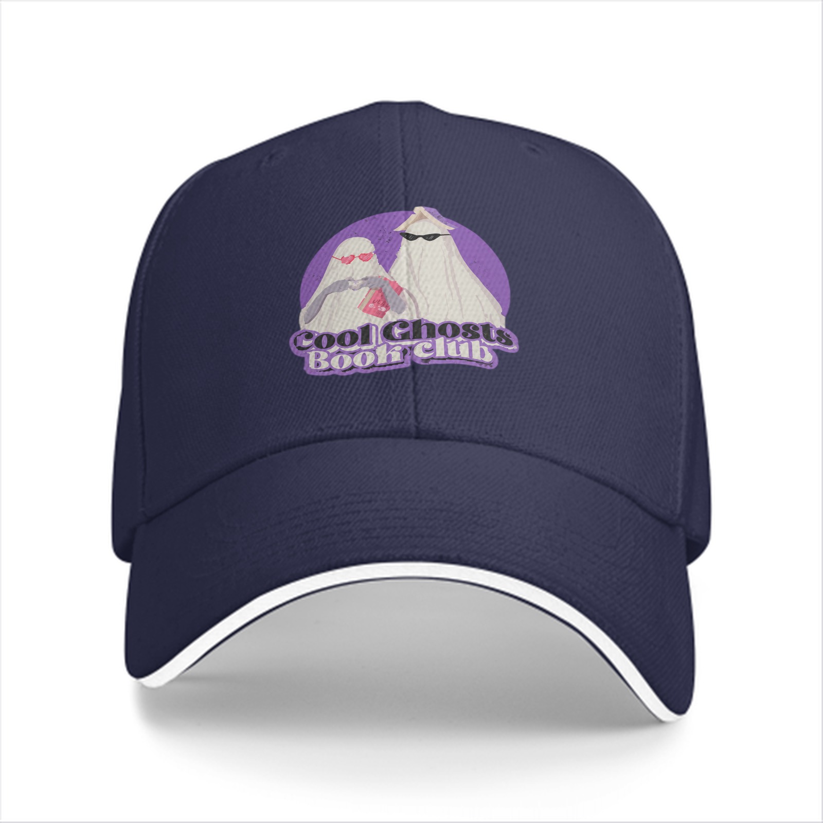 Cool Ghosts Book Club Graphic Black Baseball Cap