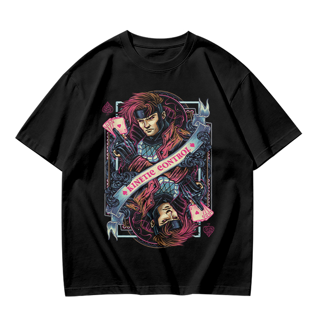 Olive T-Shirt With Gambit Kinetic Control Playing Card Art