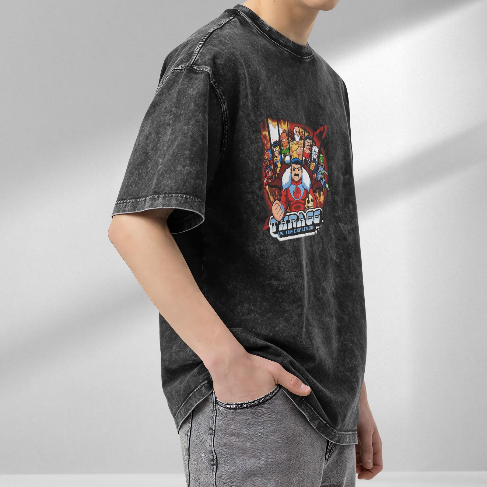Thragg vs The Coalition Graphic Stonewashed Black T-Shirt