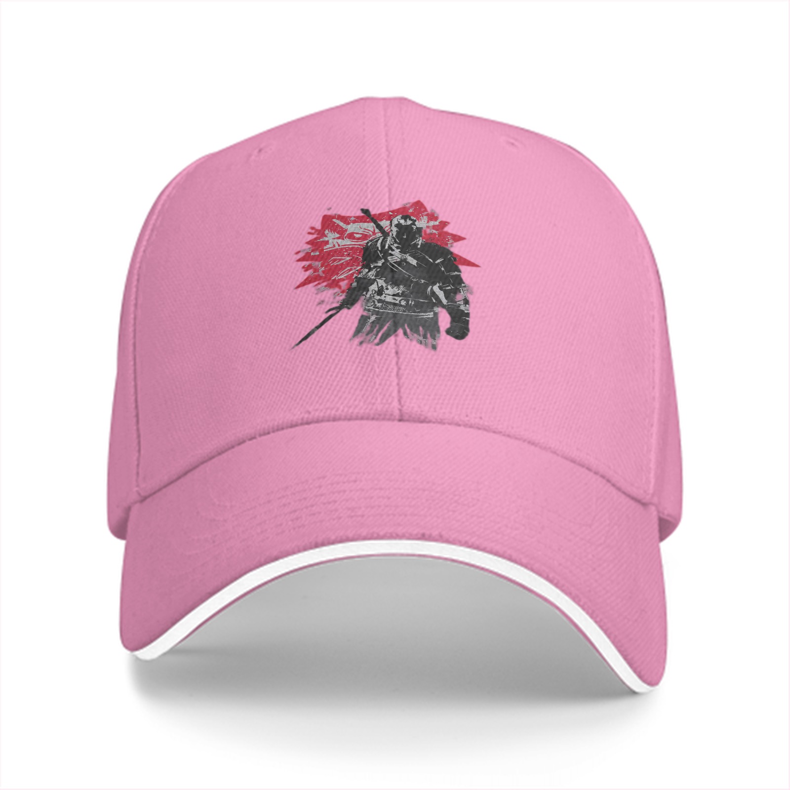 Black Baseball Cap With Samurai Warrior Graphic Print