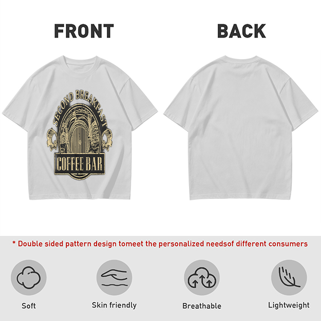 Olive Green T-Shirt with Second Breakfast Coffee Bar Graphic