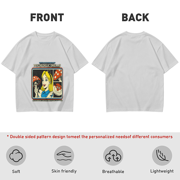 Psychedelic Dreams Alice in Wonderland Mushroom Graphic T-Shirt