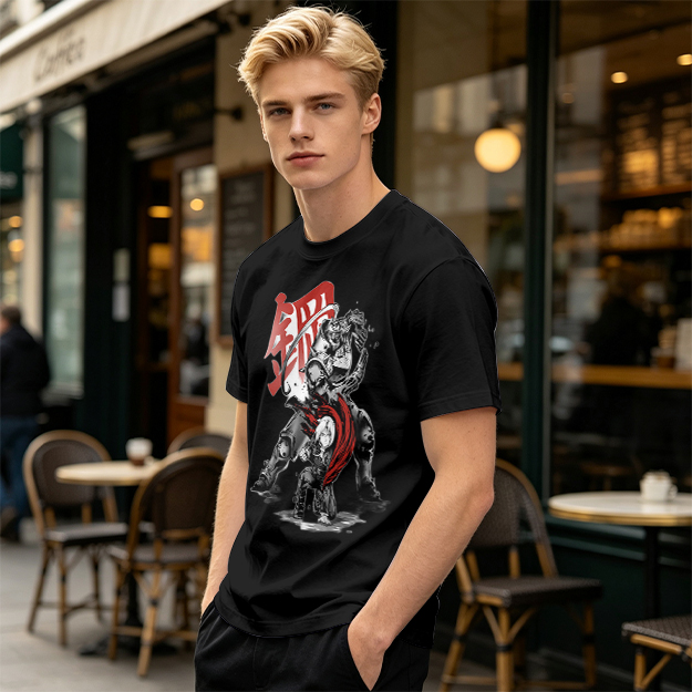 Olive T-shirt with Fullmetal Alchemist Character Art Print