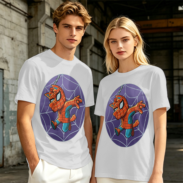 Olive T-Shirt with Cute Spider-Cat Web Print