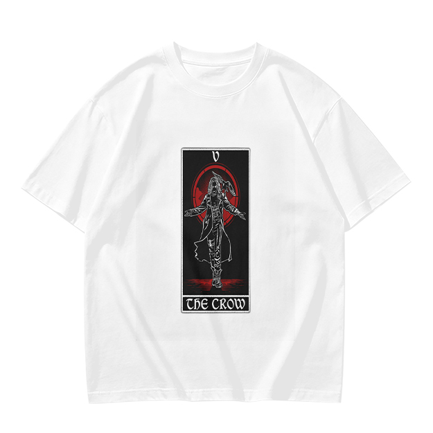 Olive T-Shirt With The Crow Tarot Style Graphic Print