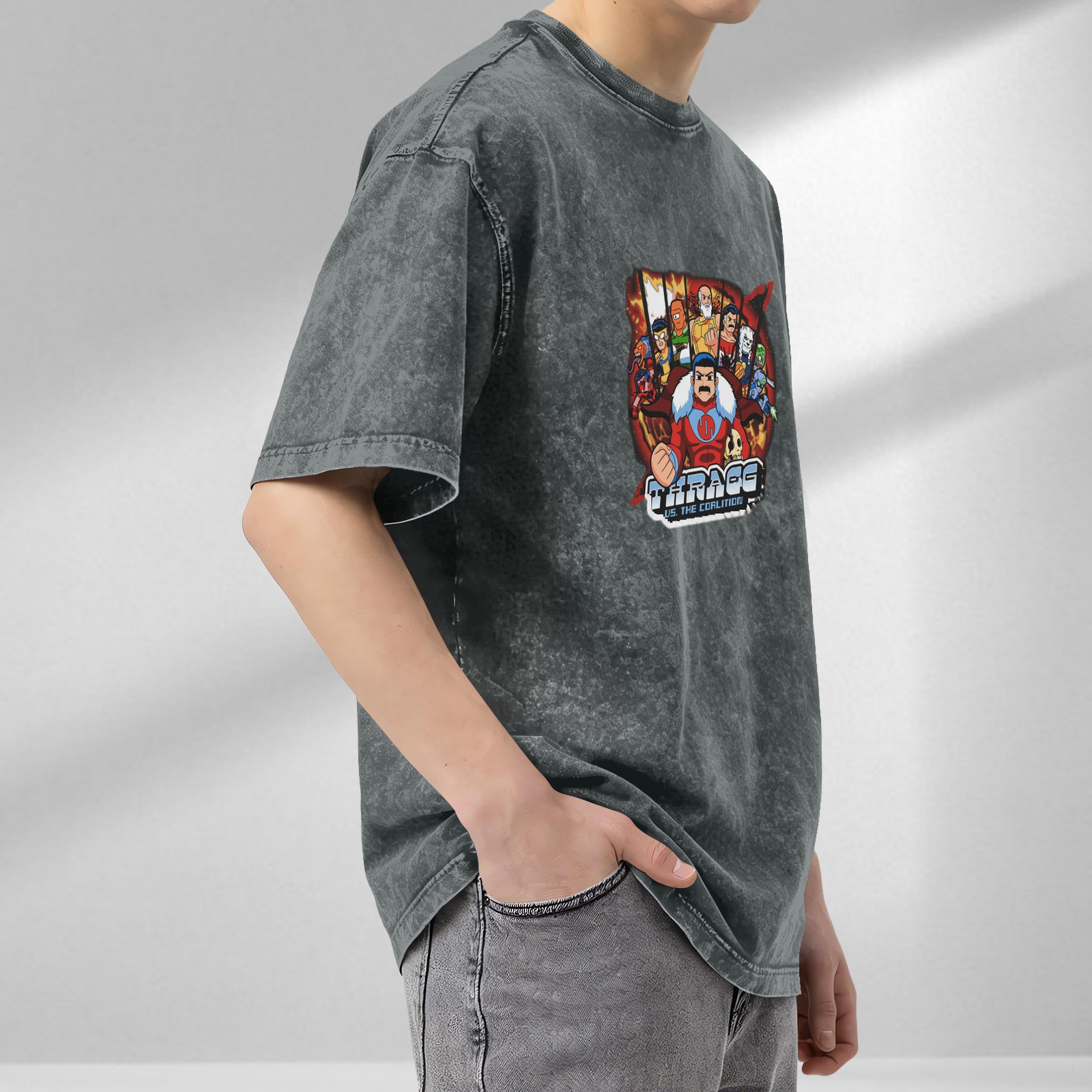 Thragg vs The Coalition Graphic Stonewashed Black T-Shirt