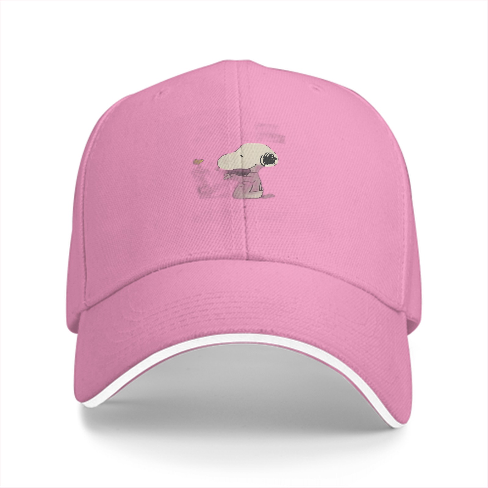 Black baseball cap with Snoopy and Woodstock graphic