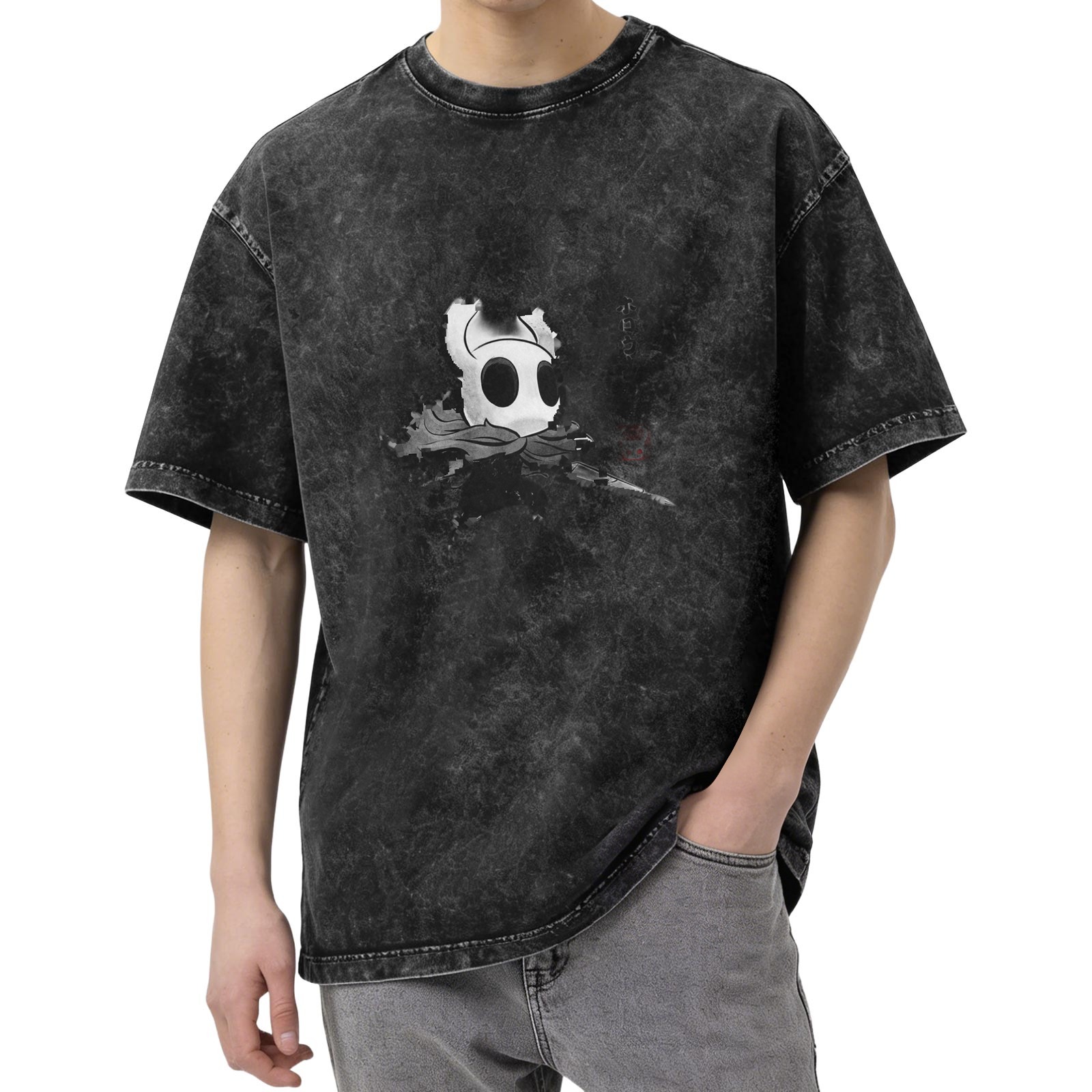 Hollow Knight Graphic Washed Black Oversized T-Shirt