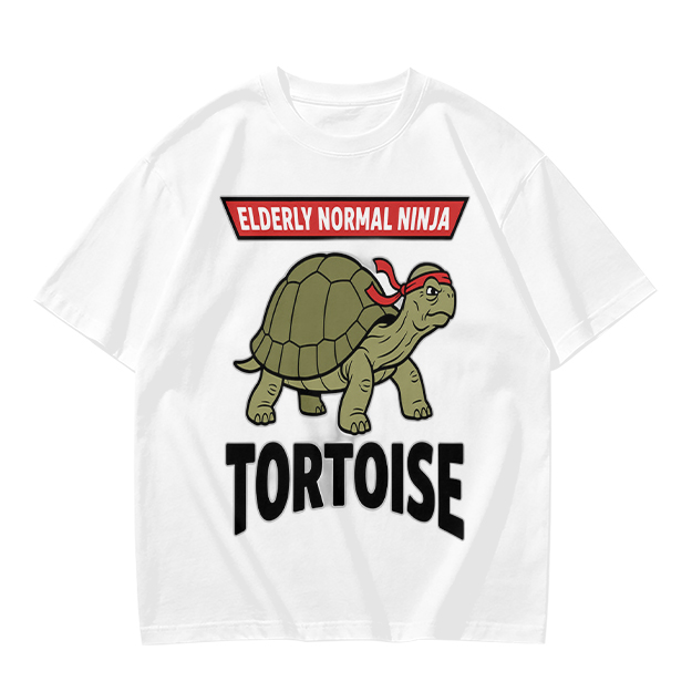 Elderly Normal Ninja Tortoise Graphic Olive T-Shirt