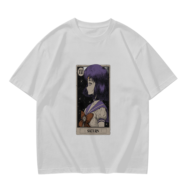 Olive T-Shirt with Sailor Saturn Anime Tarot Print