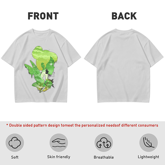 Olive T-shirt with fairy silhouette graphic design