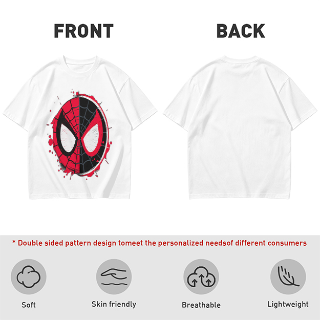 Olive T-Shirt with Split Spider-Man Mask Graphic