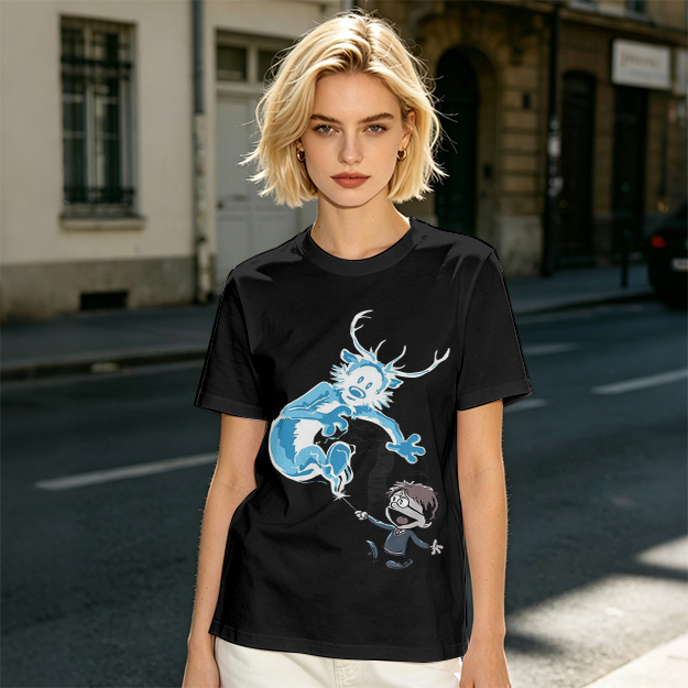 Olive T-Shirt With Harry Potter Patronus Deer Cartoon Print