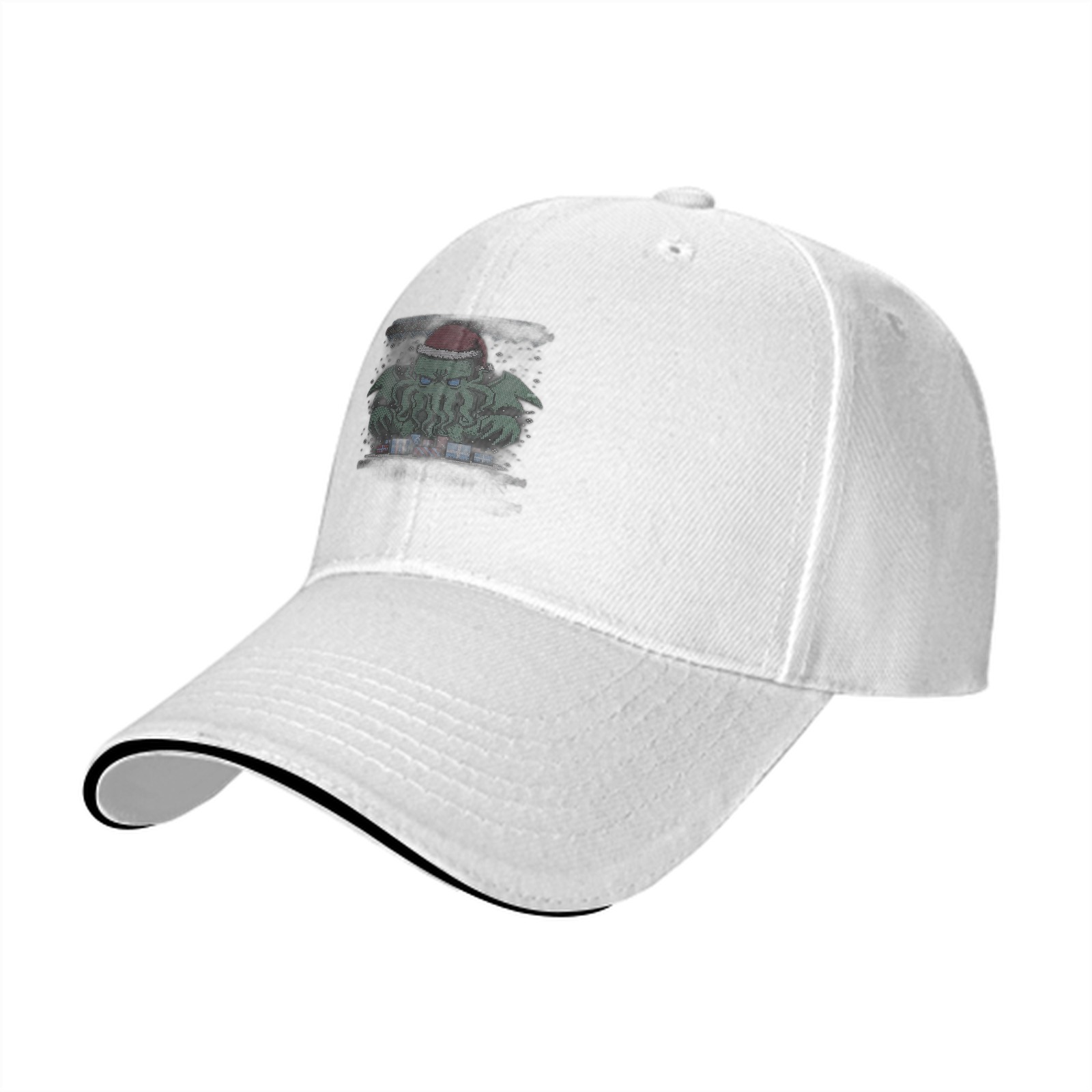 Black Baseball Cap with Christmas Cthulhu Graphic
