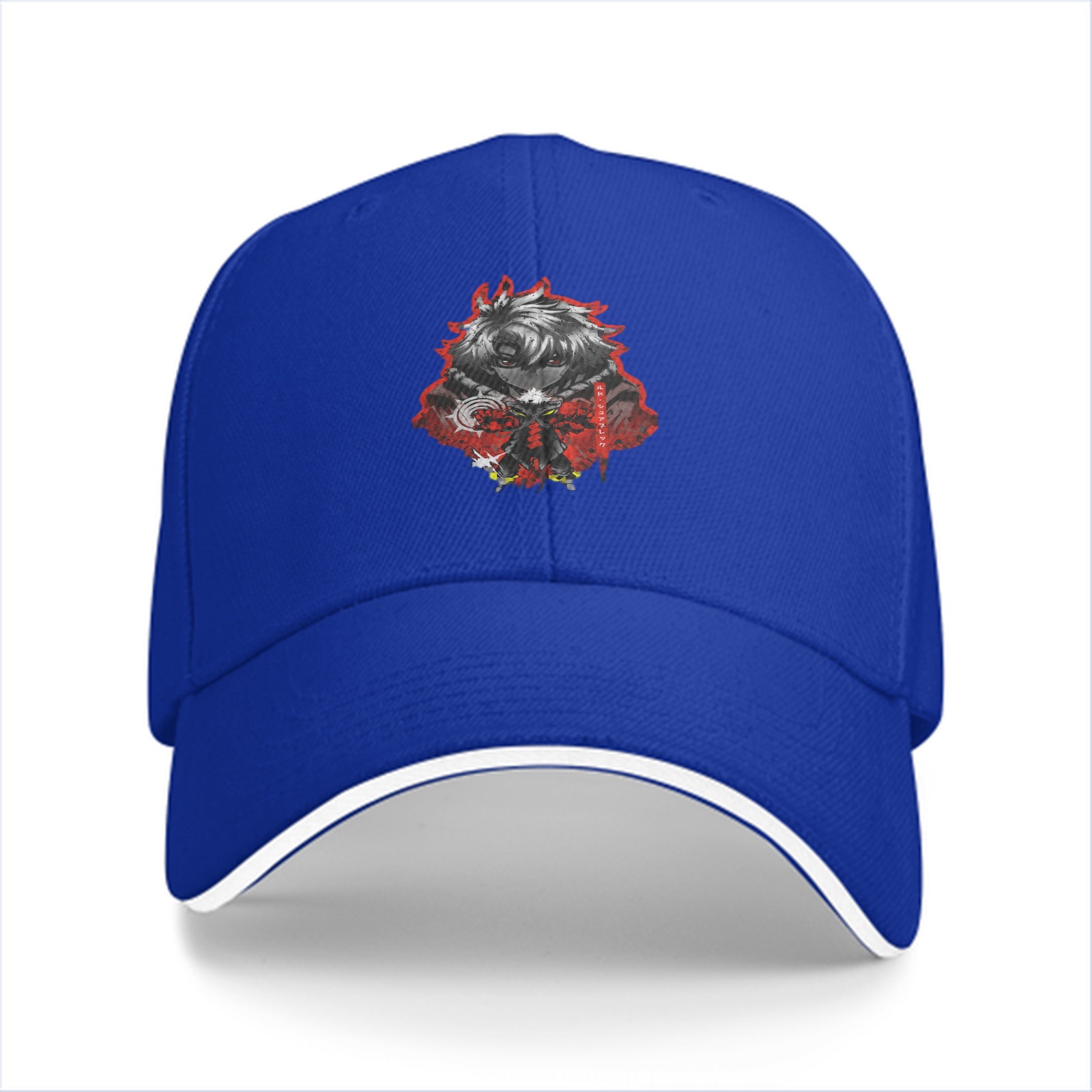 Black Baseball Cap with Anime Warrior Graphic Print