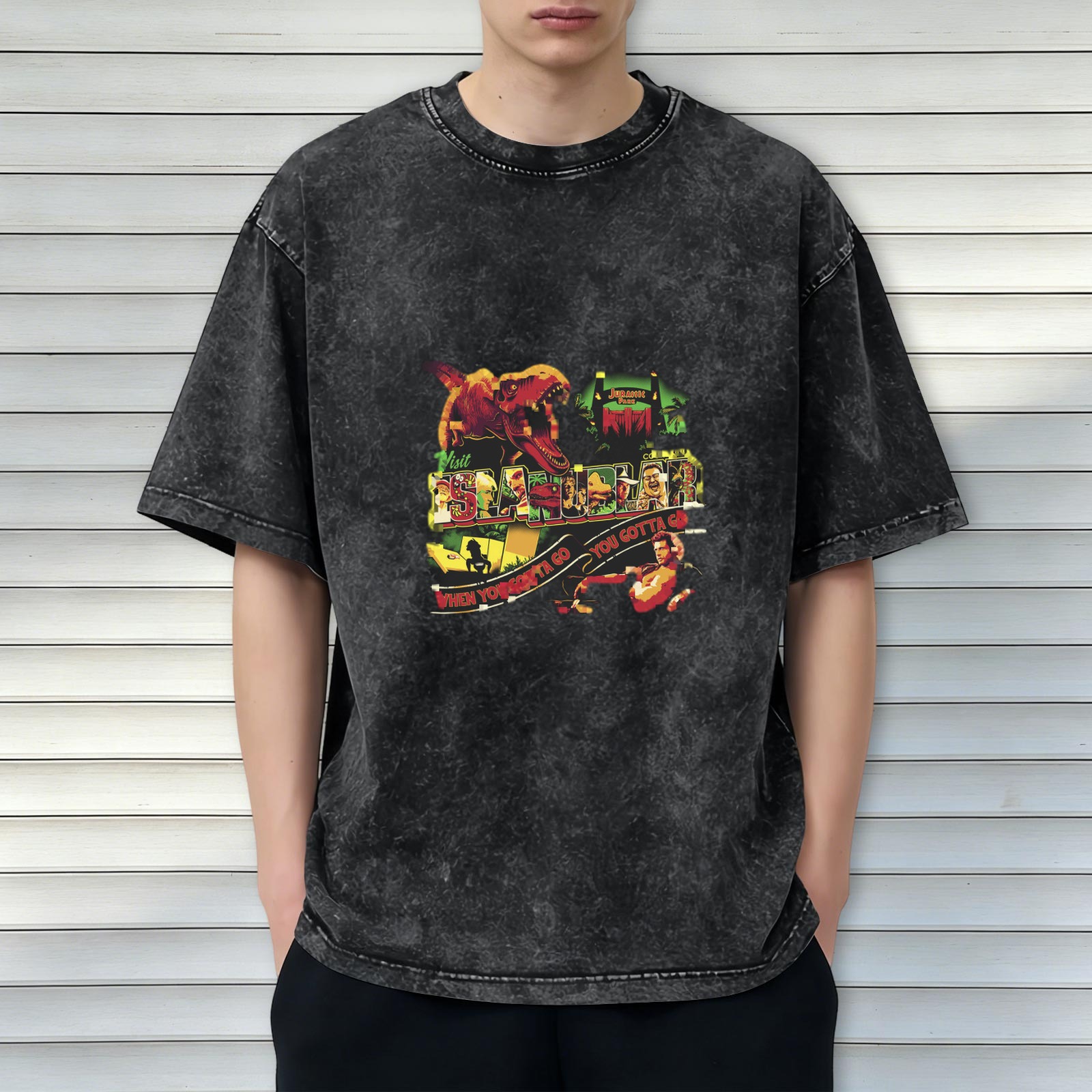 Washed Black Jurassic Park Graphic T-Shirt