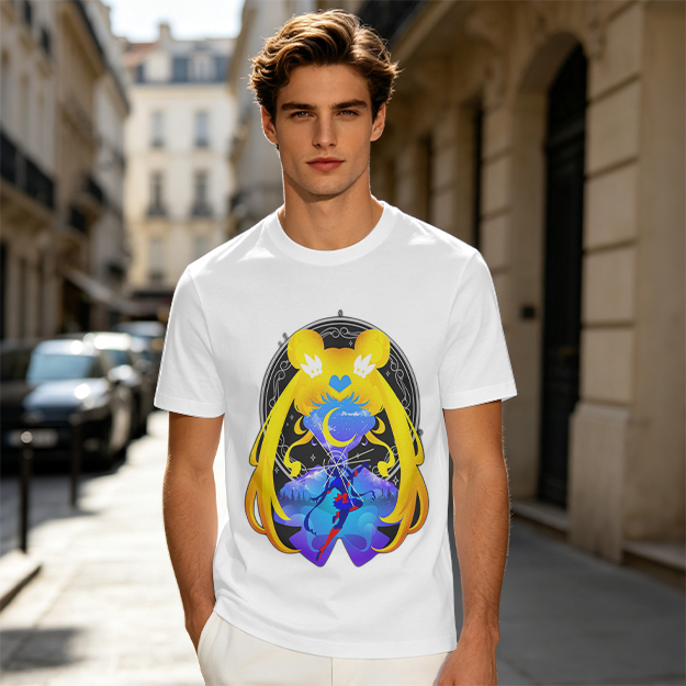 Olive T-Shirt with Sailor Moon Themed Graphic Print