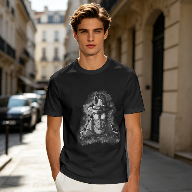 Olive T-Shirt Featuring Noir Spider-Man Ink Artwork