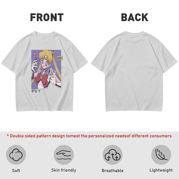 Olive T-shirt with Sailor Moon Selfie Anime Print