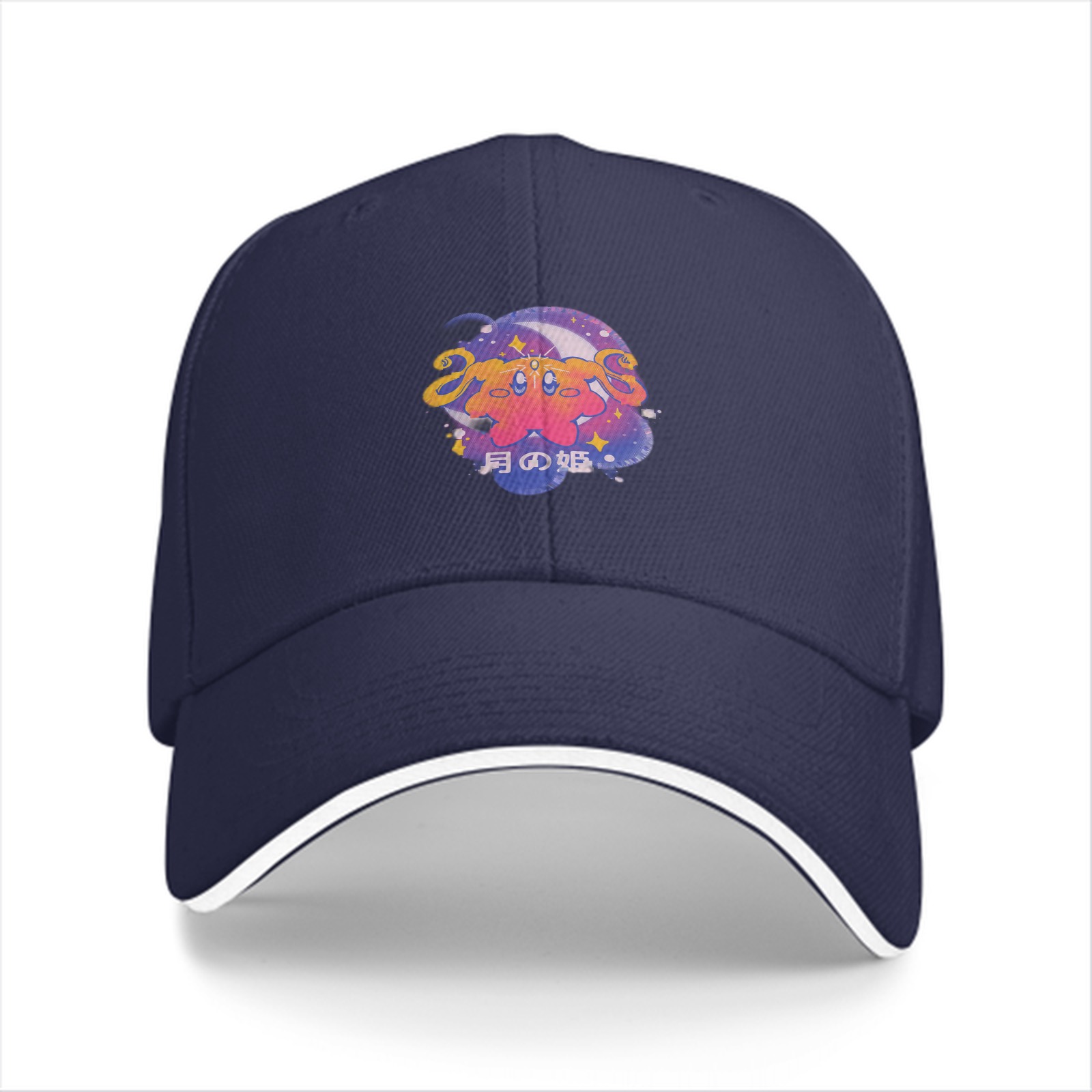Black baseball cap with cosmic anime character graphic