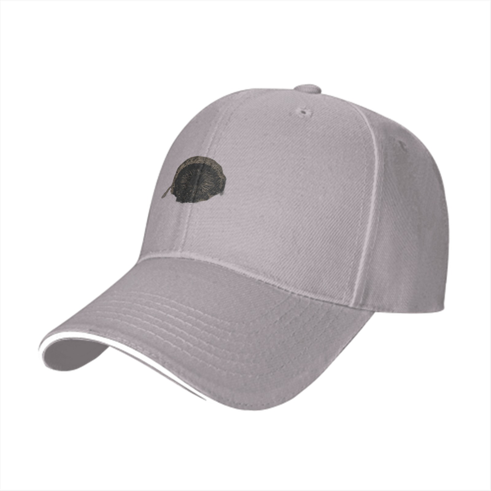 Black Baseball Cap With Subtle Circular Sketch Design