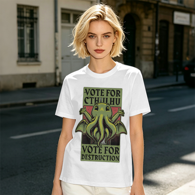 Vote For Cthulhu Funny Graphic T-Shirt Design