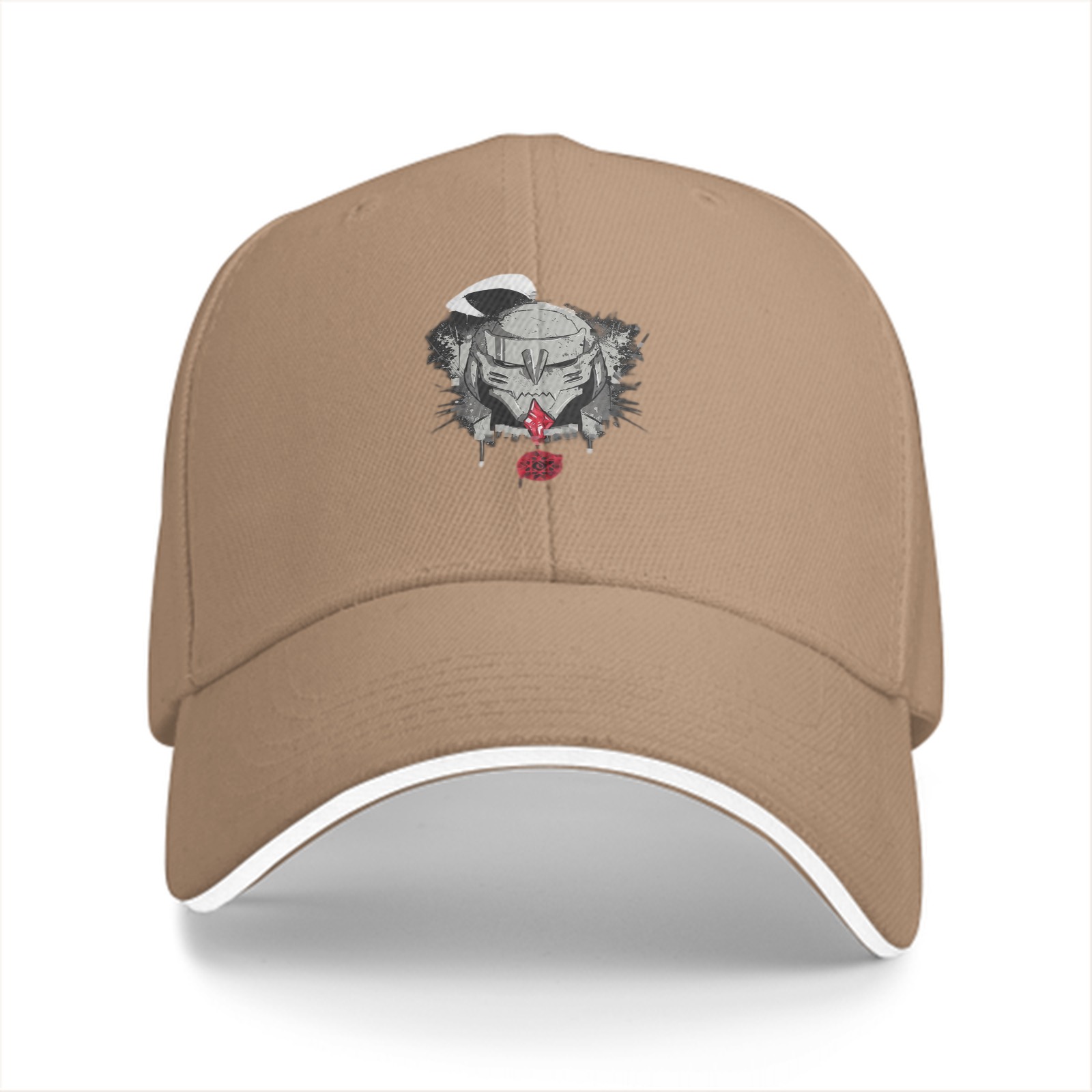 Black Baseball Cap With Fantasy Warrior Helmet Graphic