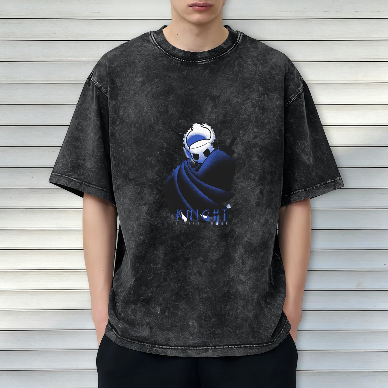 Washed black graphic t-shirt with knight character print