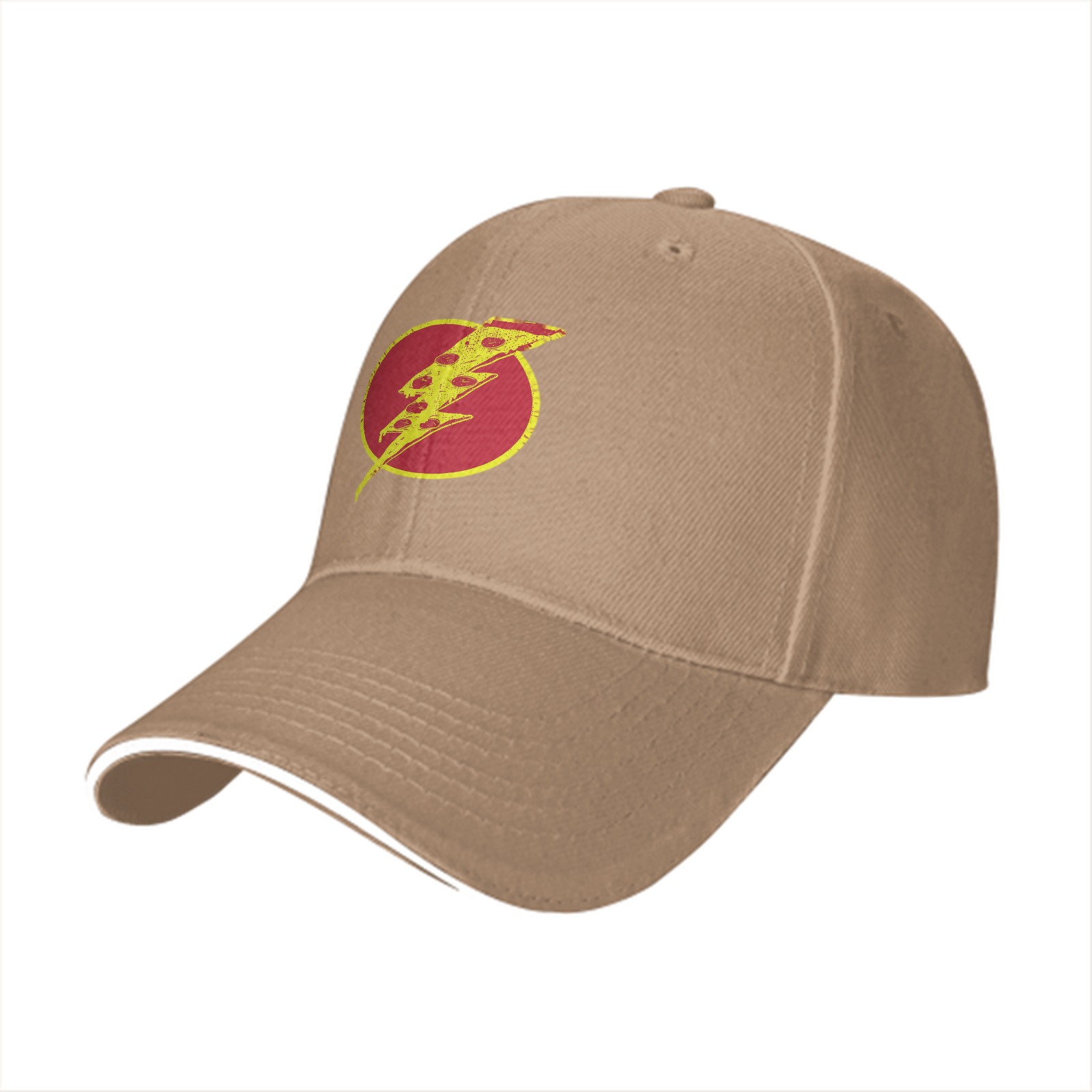 Black Baseball Cap With Pizza Lightning Bolt Graphic