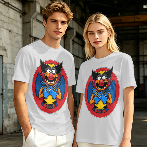 Olive T-Shirt With Muppet Wolverine Mashup Graphic
