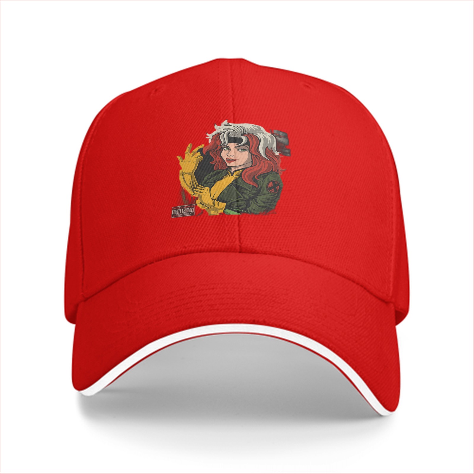 Black Baseball Cap With X-Men Rogue Graphic Print
