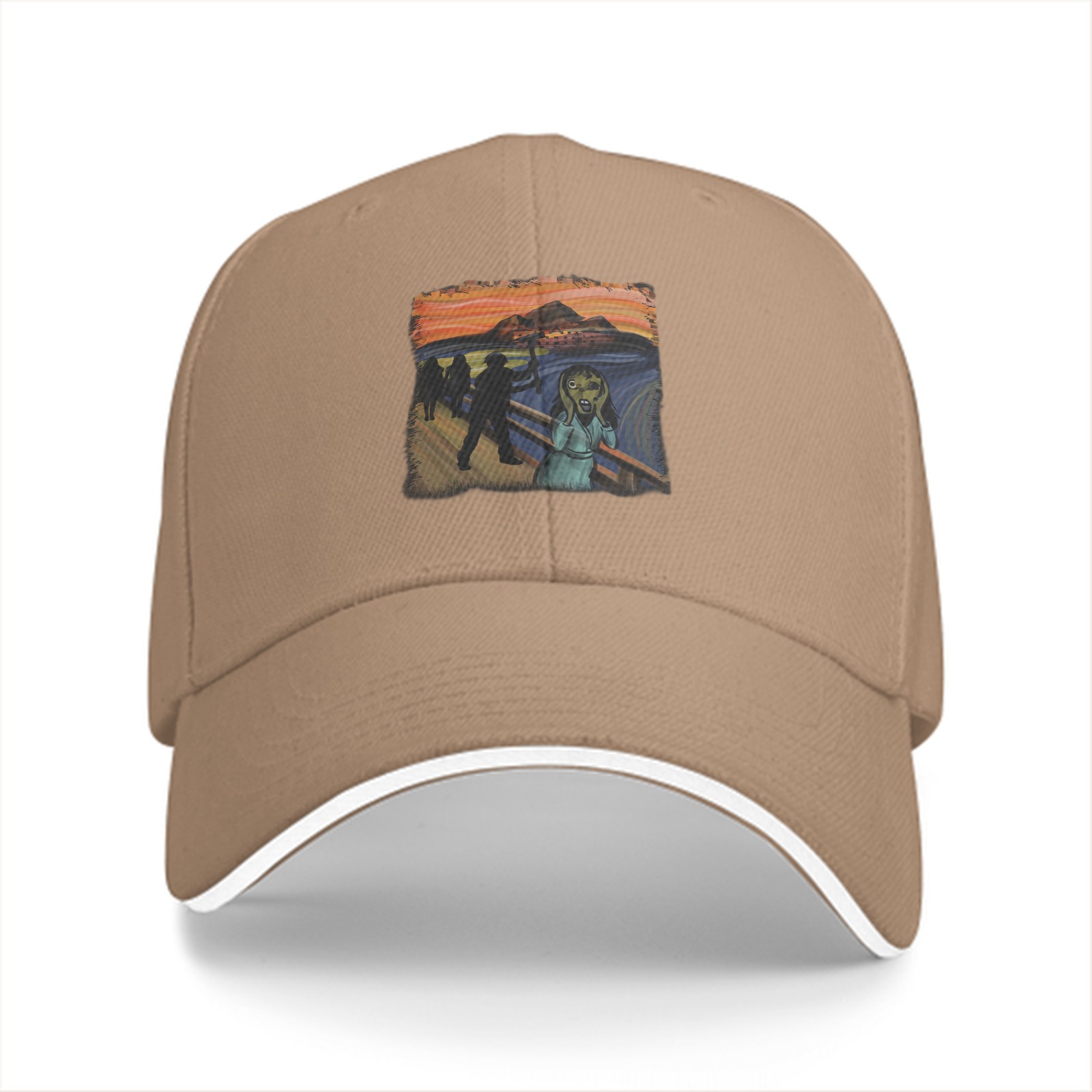 Black Baseball Cap With The Scream Art Print Design
