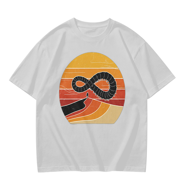 Olive T-Shirt With Retro Sunset Infinity Worm Graphic