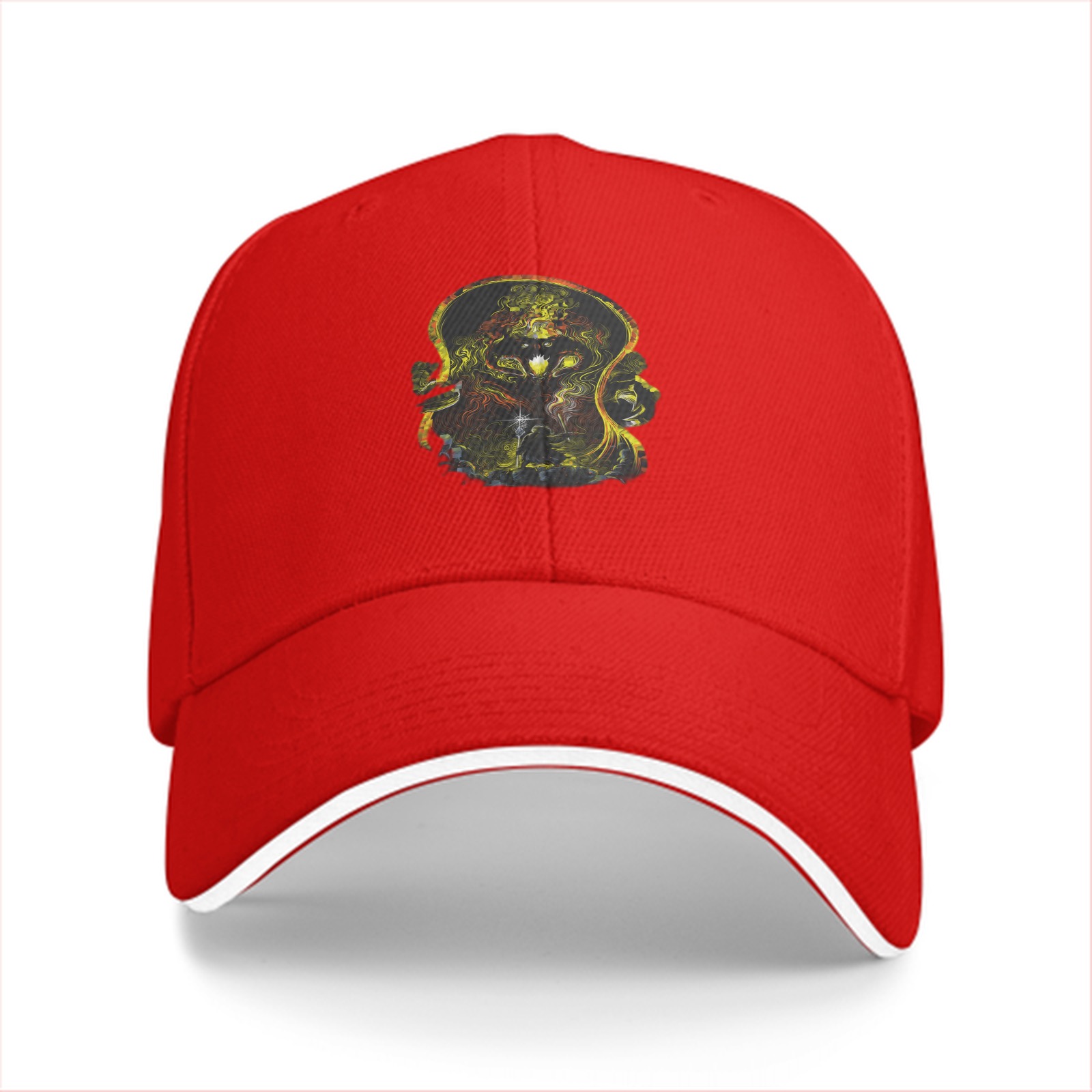Black Baseball Cap With Abstract Golden Artwork Print