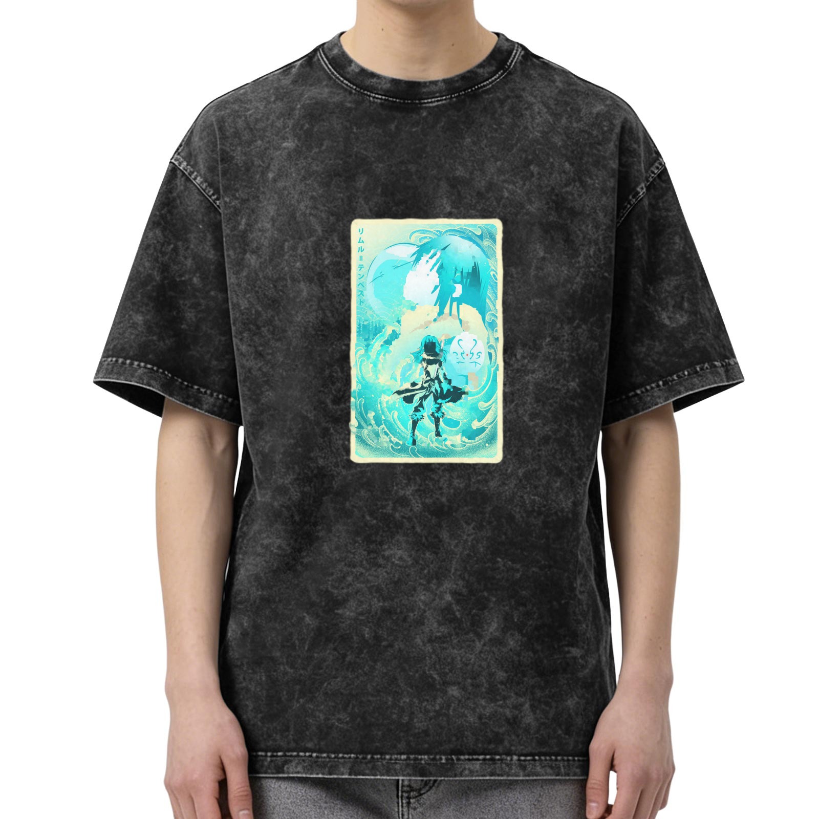Anime Water Spirit Graphic Vintage Wash T-Shirt