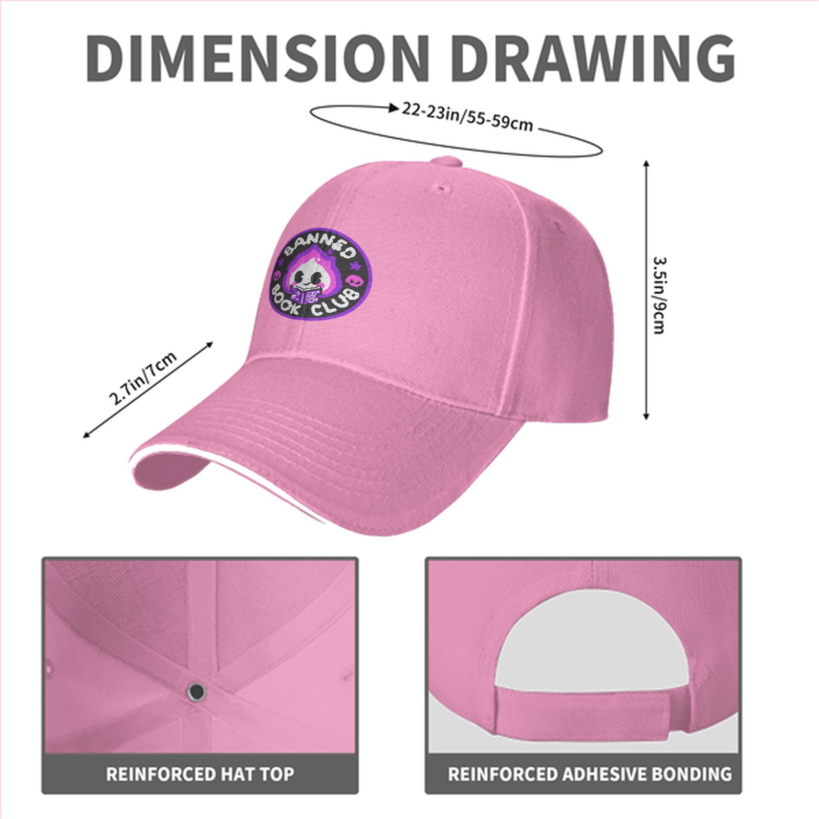 Black baseball cap with Banned Book Club graphic design