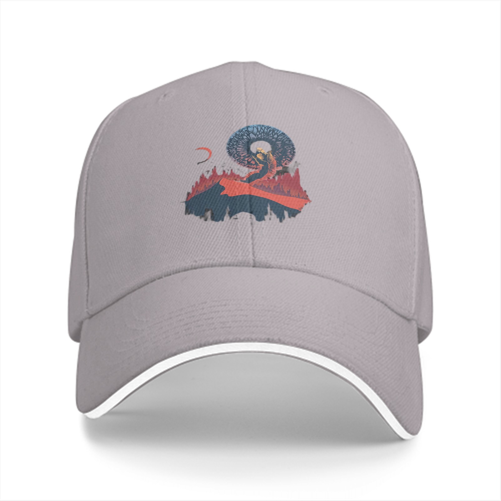 Black Baseball Cap With Surreal Celestial Mountain Art Print